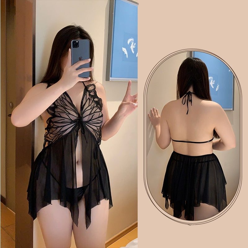 Soulmaty Women's Sexy Butterfly Backless Mesh Bodysuit - Sheer Transparent Lingerie