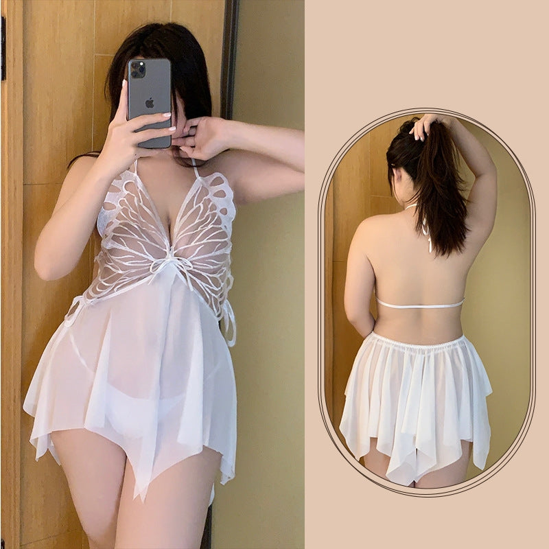Soulmaty Women's Sexy Butterfly Backless Mesh Bodysuit - Sheer Transparent Lingerie