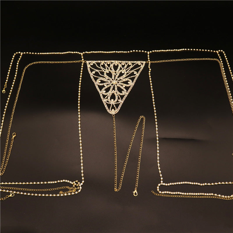 Soulmaty Women’s Gold/Silver Plated Rhinestone Thong – Sexy Bikini Waist Body Chain Jewelry