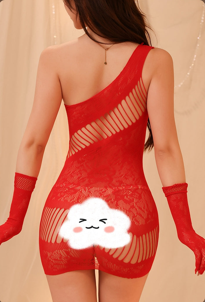 Soulmaty Women's Sexy Strapless Net Bodysuit - Wrap-Around Hips Passion Lingerie Dress