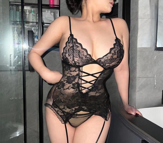 Soulmaty Women's Plus Size Sexy Lace Bodysuit - One-Piece Lingerie for Curvy Figures
